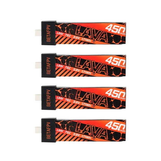 BetaFPV - Batterie LAVA 1S 450 mAh 75C (4 pièces)