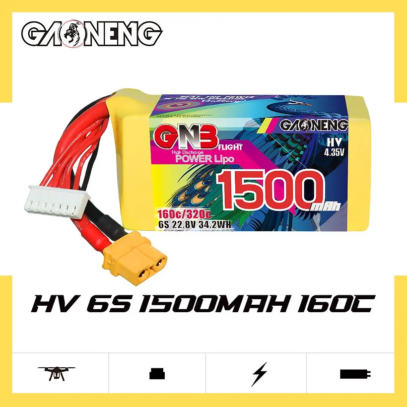 GAONENG GNB - Batterie LiPo LiHV 6S 22.8V 1500mAh 160C XT60